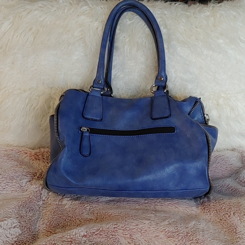 💚Nicole Miller Blue zipper satchel with crossbody strap
